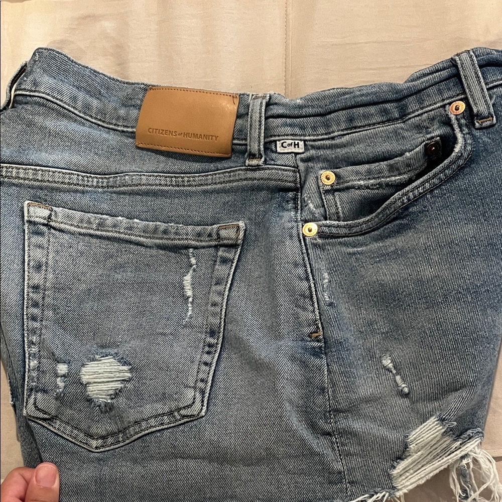 Citizens Of Humanity Blue Distressed Jean Shorts